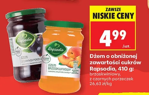 Dżem o obniżonej zawartości cukrów z czarnych porzeczek promocja w Biedronka