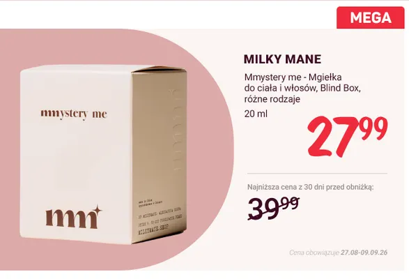 Mgiełka do ciała i włosów Mmystery Me Blind Box Milky Mane promocja w Rossmann