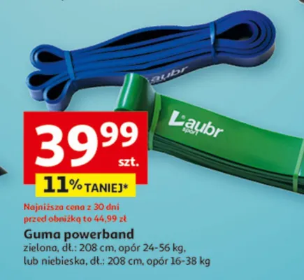 Guma powerband zielona lub niebieska promocja w Auchan