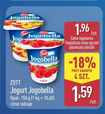 Jogurt Jogobella truskawka Zott promocja w Aldi