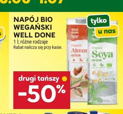 Napój bio wegański migdałowy Well Done promocja w Stokrotka