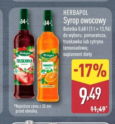 Syrop owocowy pomarańczowy Herbapol promocja w Aldi