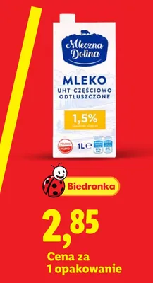 Mleko UHT częściowo odtłuszczone Mleczna Dolina 1,5% promocja w Lidl