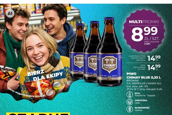 Piwo Chimay Blue promocja w Duży Ben