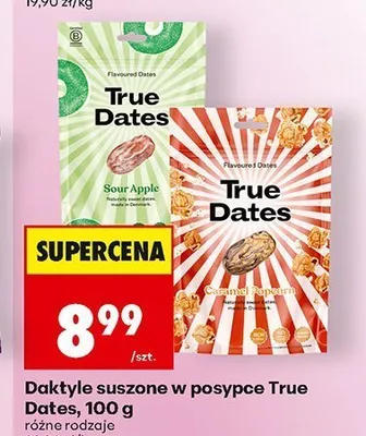 Daktyle suszone w posypce True Dates Sour Apple promocja w Biedronka