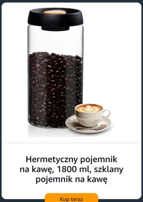 Hermetyczny pojemnik na kawę 1800 ml szklany promocja w Amazon