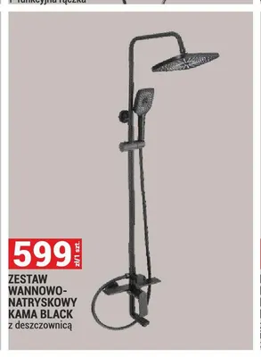 Zestaw wannowo-natryskowy Kama Black z deszczownicą promocja w Merkury Market