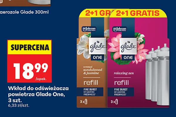 Wkład do odświeżacza powietrza Glade One sensual sandalwood & jasmine 3-pak promocja w Biedronka