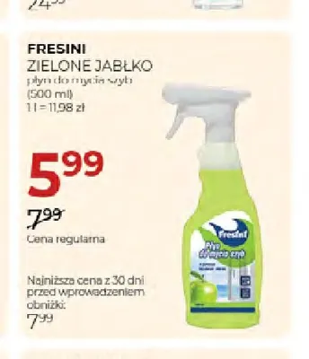 Płyn do mycia szyb Zielone Jabłko Fresini promocja w Drogerie Jawa