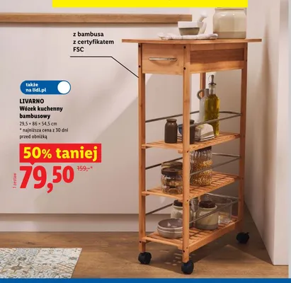 Wózek kuchenny bambusowy Livarno promocja w Lidl