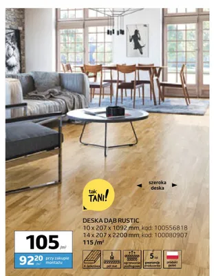 Deska dąb Rustic Barlinek 10x207x1092 mm promocja w Komfort