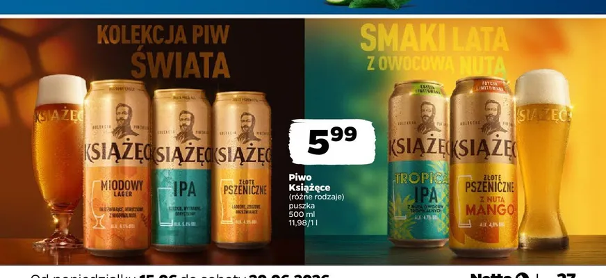 Piwo Książęce Miodowy Lager promocja w Netto