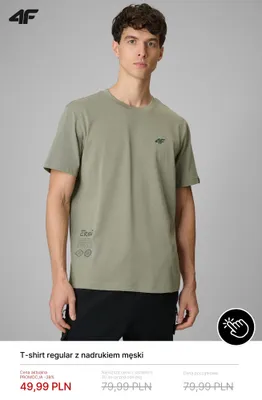 T-shirt regular z nadrukiem męski 4F promocja w 4F