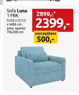 Sofa Luna 1 FBK promocja w Black Red White