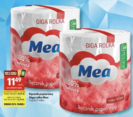 Ręcznik papierowy Giga rolka Mea promocja w Delikatesy Centrum