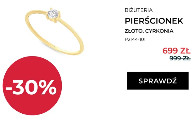 Pierścionek złoty z cyrkonią Briju P2144-101 promocja w Briju
