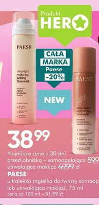Mgiełka do twarzy utrwalająca makijaż Paese promocja w Super-Pharm