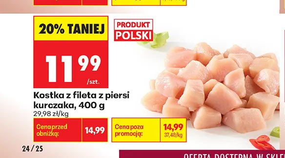 Kostka z fileta z piersi kurczaka promocja w Biedronka