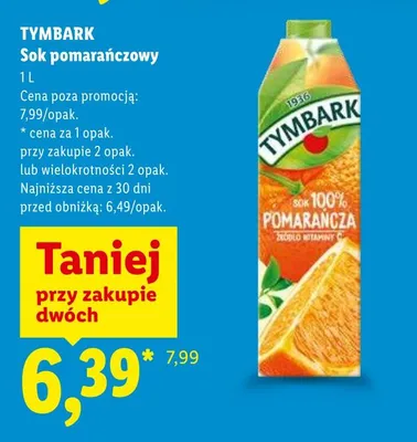 Sok pomarańczowy Tymbark promocja w Lidl