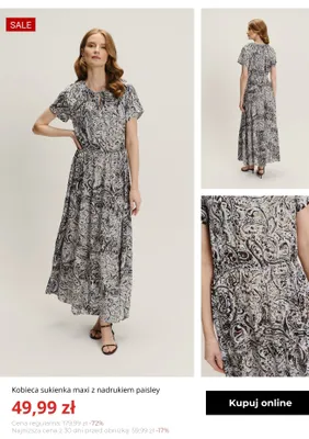 Sukienka damska maxi z nadrukiem paisley Greenpoint promocja w Greenpoint