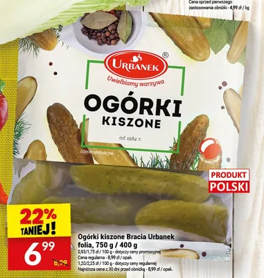 Ogórki kiszone Bracia Urbanek folia promocja w Twój Market
