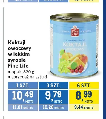 Koktajl owocowy w lekkim syropie Fine Life promocja w Makro