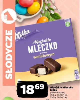 Alpejskie mleczko, różne rodzaje Milka promocja w Netto