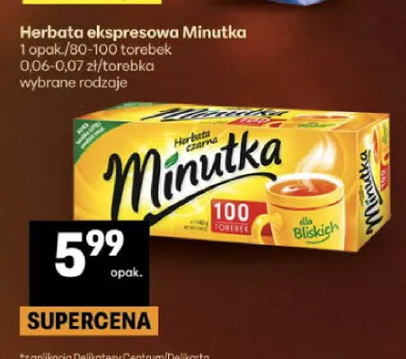 Herbata ekspresowa Minutka promocja w Delikatesy Centrum