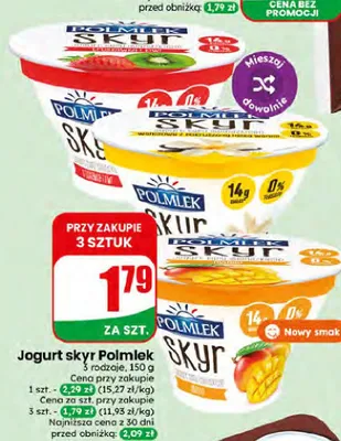 Jogurt skyr brzoskwiniowy Polmlek promocja w Dino