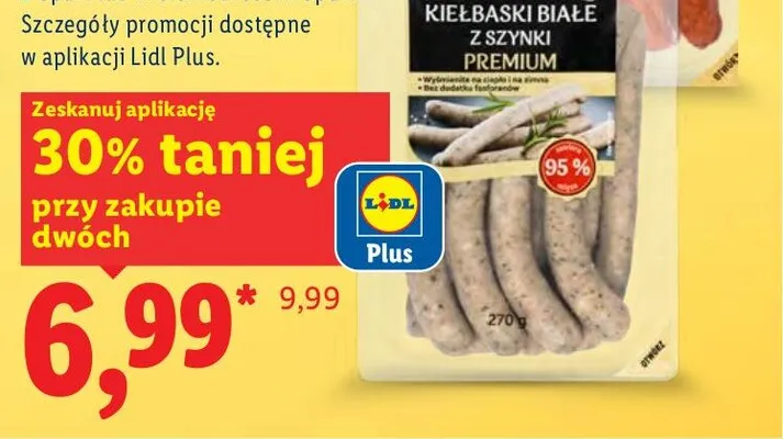 Kiełbaski z szynki białe lub śląskie promocja w Lidl
