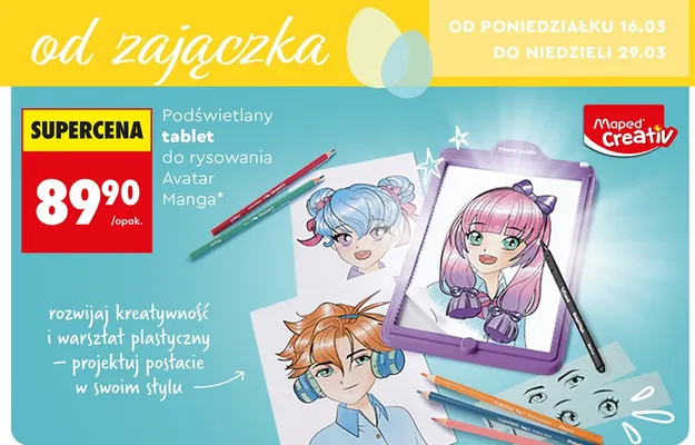 Podświetlany tablet do rysowania Avatar Manga promocja w Biedronka
