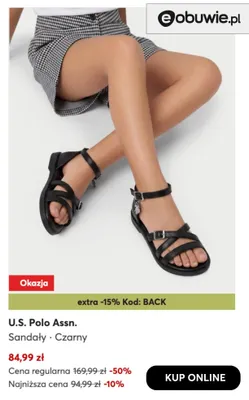 Sandały U.S. Polo Assn. czarne promocja w eobuwie.pl