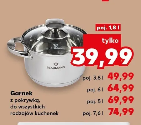 Garnek z pokrywką Blaumann 1,8 l promocja w Kaufland