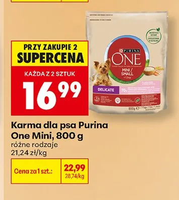 Karma dla psa Purina One Mini promocja w Biedronka