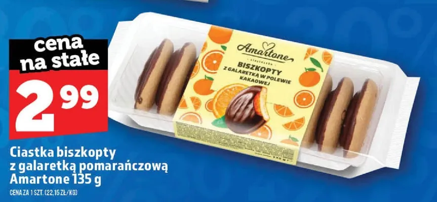 Ciastka biszkopty z galaretką pomarańczową Amartone promocja w TOPAZ