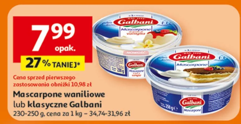 Mascarpone waniliowe lub klasyczne promocja w Auchan