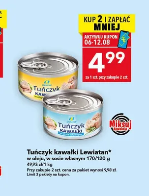 Tuńczyk kawałki w sosie własnym Giana promocja w LEWIATAN