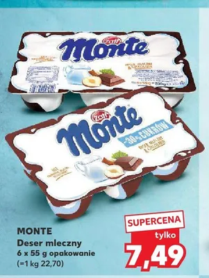 Deser mleczny Zott Monte -30% cukru promocja w Kaufland