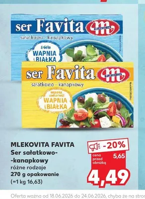 Ser sałatkowo-kanapkowy Mlekovita Favita 12% promocja w Kaufland