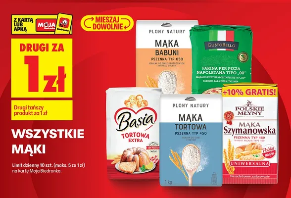 Wszystkie mąki DRUGA ZA 1 ZŁ promocja w Biedronka