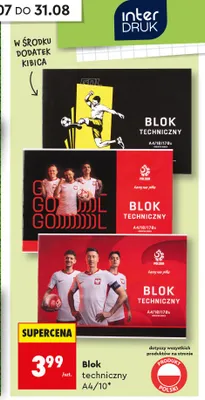 Blok techniczny A4 10 kartek Interdruk promocja w Biedronka