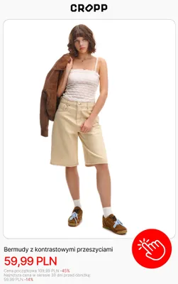 Bermudy z kontrastowymi przeszyciami Cropp promocja w Cropp