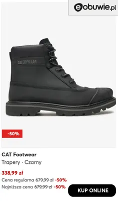 Trapery czarne CAT Footwear promocja w eobuwie.pl
