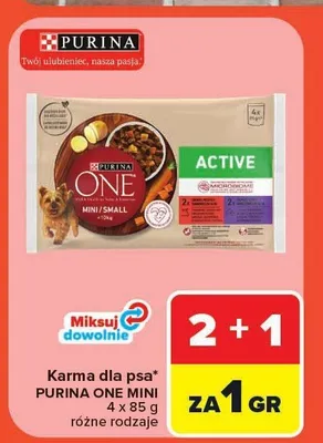Karma dla psa Purina One Mini Active 4-pak promocja w Carrefour