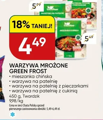 Warzywa mrożone na patelnię z pieczarkami Green Frost promocja w Chata Polska