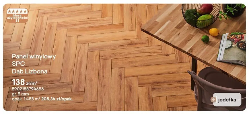 Panel winylowy SPC Dąb Lizbona jodełka 5mm promocja w Castorama