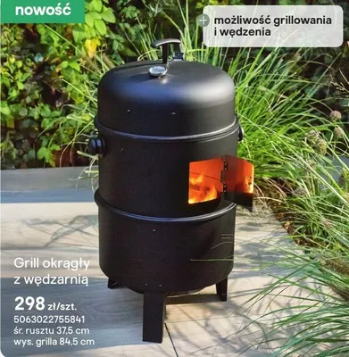 Grill okrągły z wędzarnią promocja w Castorama