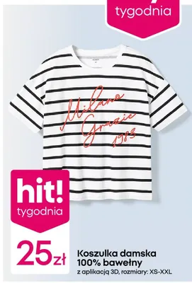 Koszulka damska 100% bawełny z aplikacją 3D promocja w Pepco