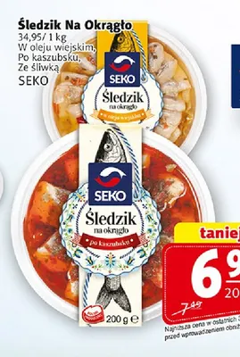 Śledzik na okrągło w oleju wiejskim Seko promocja w Prim Market