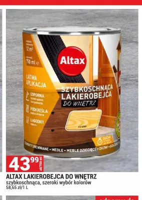 Lakierobejca do wnętrz szybkoschnąca Altax promocja w Merkury Market